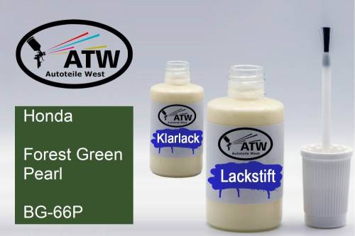 Honda, Forest Green Pearl, BG-66P: 20ml Lackstift + 20ml Klarlack - Set, von ATW Autoteile West.